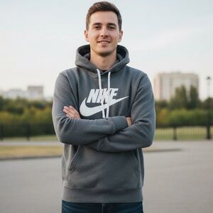 Nike Activewear Athletic Sporty Charcoal Gray Adult Male Men Medium Hoodie